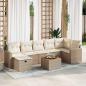Preview: ARDEBO.de - 8-tlg. Garten-Sofagarnitur mit Kissen Beige Poly Rattan