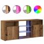 Preview: TV-Schrank mit LED-Leuchten Altholz-Optik 120x30x50 cm