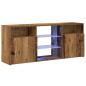 Preview: TV-Schrank mit LED-Leuchten Altholz-Optik 120x30x50 cm