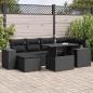 Preview: ARDEBO.de - 7-tlg. Garten-Sofagarnitur mit Kissen Schwarz Poly Rattan