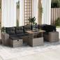 Preview: ARDEBO.de - 5-tlg. Garten-Sofagarnitur mit Kissen Grau Poly Rattan Akazie