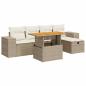 Preview: 6-tlg. Garten-Sofagarnitur mit Kissen Beige Poly Rattan Akazie