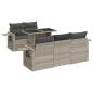 Preview: 6-tlg. Garten-Sofagarnitur mit Kissen Hellgrau Poly Rattan