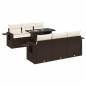Preview: 7-tlg. Garten-Sofagarnitur mit Kissen Braun Poly Rattan