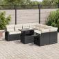 Preview: ARDEBO.de - 9-tlg. Garten-Sofagarnitur mit Kissen Schwarz Poly Rattan