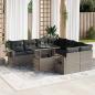 Preview: ARDEBO.de - 9-tlg. Garten-Sofagarnitur mit Kissen Grau Poly Rattan