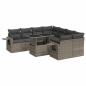Preview: 9-tlg. Garten-Sofagarnitur mit Kissen Grau Poly Rattan