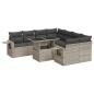 Preview: 9-tlg. Garten-Sofagarnitur mit Kissen Hellgrau Poly Rattan