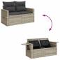 Preview: 9-tlg. Garten-Sofagarnitur mit Kissen Hellgrau Poly Rattan