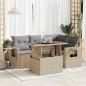 Preview: ARDEBO.de - 5-tlg. Garten-Sofagarnitur mit Kissen Beige Poly Rattan
