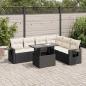 Preview: ARDEBO.de - 7-tlg. Garten-Sofagarnitur mit Kissen Schwarz Poly Rattan