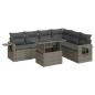 Preview: 7-tlg. Garten-Sofagarnitur mit Kissen Grau Poly Rattan