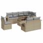 Preview: ARDEBO.de - 9-tlg. Garten-Sofagarnitur mit Kissen Beige Poly Rattan
