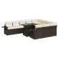 Preview: 11-tlg. Garten-Sofagarnitur mit Kissen Braun Poly Rattan