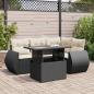 Preview: ARDEBO.de - 5-tlg. Garten-Sofagarnitur mit Kissen Schwarz Poly Rattan