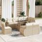 Preview: ARDEBO.de - 9-tlg. Garten-Sofagarnitur mit Kissen Beige Poly Rattan