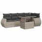 Preview: 7-tlg. Garten-Sofagarnitur mit Kissen Hellgrau Poly Rattan