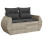 Preview: 7-tlg. Garten-Sofagarnitur mit Kissen Hellgrau Poly Rattan