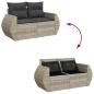 Preview: 7-tlg. Garten-Sofagarnitur mit Kissen Hellgrau Poly Rattan