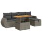 Preview: 6-tlg. Garten-Sofagarnitur mit Kissen Grau Poly Rattan Akazie