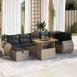 Preview: ARDEBO.de - 5-tlg. Garten-Sofagarnitur mit Kissen Grau Poly Rattan Akazie
