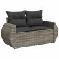 Preview: 9-tlg. Garten-Sofagarnitur mit Kissen Grau Poly Rattan Akazie
