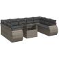 Preview: 10-tlg. Garten-Sofagarnitur mit Kissen Grau Poly Rattan