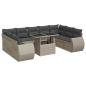 Preview: 10-tlg. Garten-Sofagarnitur mit Kissen Hellgrau Poly Rattan