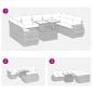 Preview: 10-tlg. Garten-Sofagarnitur mit Kissen Hellgrau Poly Rattan