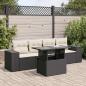 Preview: ARDEBO.de - 5-tlg. Garten-Sofagarnitur mit Kissen Schwarz Poly Rattan