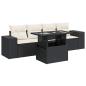 Preview: 5-tlg. Garten-Sofagarnitur mit Kissen Schwarz Poly Rattan