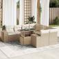 Preview: ARDEBO.de - 9-tlg. Garten-Sofagarnitur mit Kissen Beige Poly Rattan