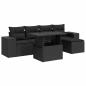 Preview: 6-tlg. Garten-Sofagarnitur mit Kissen Schwarz Poly Rattan