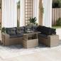 Preview: ARDEBO.de - 7-tlg. Garten-Sofagarnitur mit Kissen Grau Poly Rattan