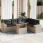Preview: ARDEBO.de - 7-tlg. Garten-Sofagarnitur mit Kissen Hellgrau Poly Rattan