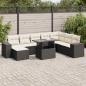 Preview: ARDEBO.de - 9-tlg. Garten-Sofagarnitur mit Kissen Schwarz Poly Rattan