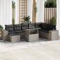 Preview: ARDEBO.de - 9-tlg. Garten-Sofagarnitur mit Kissen Grau Poly Rattan