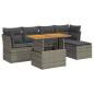 Preview: 6-tlg. Garten-Sofagarnitur mit Kissen Grau Poly Rattan