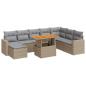 Preview: 9-tlg. Garten-Sofagarnitur mit Kissen Beige Poly Rattan