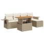 Preview: 6-tlg. Garten-Sofagarnitur mit Kissen Beige Poly Rattan