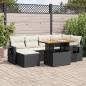 Preview: ARDEBO.de - 7-tlg. Garten-Sofagarnitur mit Kissen Schwarz Poly Rattan