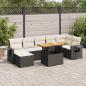 Preview: ARDEBO.de - 8-tlg. Garten-Sofagarnitur mit Kissen Schwarz Poly Rattan