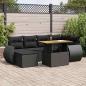 Preview: ARDEBO.de - 7-tlg. Garten-Sofagarnitur mit Kissen Schwarz Poly Rattan