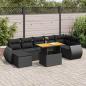 Preview: ARDEBO.de - 8-tlg. Garten-Sofagarnitur mit Kissen Schwarz Poly Rattan