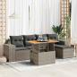 Preview: ARDEBO.de - 6-tlg. Garten-Sofagarnitur mit Kissen Grau Poly Rattan