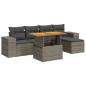 Preview: 6-tlg. Garten-Sofagarnitur mit Kissen Grau Poly Rattan