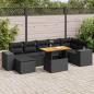 Preview: ARDEBO.de - 8-tlg. Garten-Sofagarnitur mit Kissen Schwarz Poly Rattan