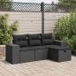 Preview: ARDEBO.de - 4-tlg. Garten-Sofagarnitur mit Kissen Schwarz Poly Rattan