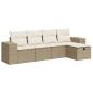 Preview: 5-tlg. Garten-Sofagarnitur mit Kissen Beige Poly Rattan