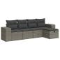 Preview: 5-tlg. Garten-Sofagarnitur mit Kissen Grau Poly Rattan